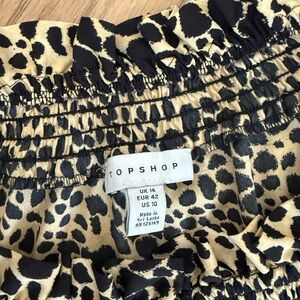 Topshop Animal Print Skirt in Black and Tan
